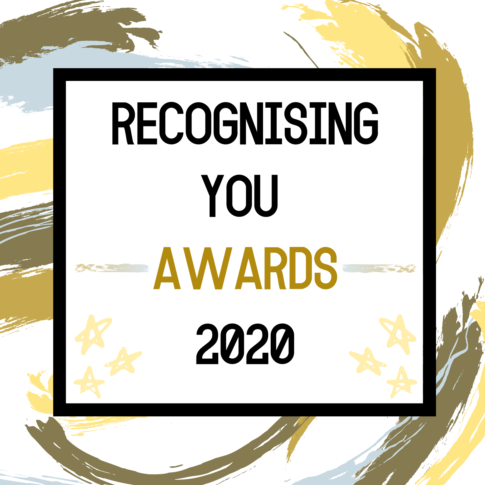 This is the Recognising you awards logo. It reads Recognising You Awards 2020, with the colours of gold